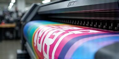 Large format printer producing a colourful event banner